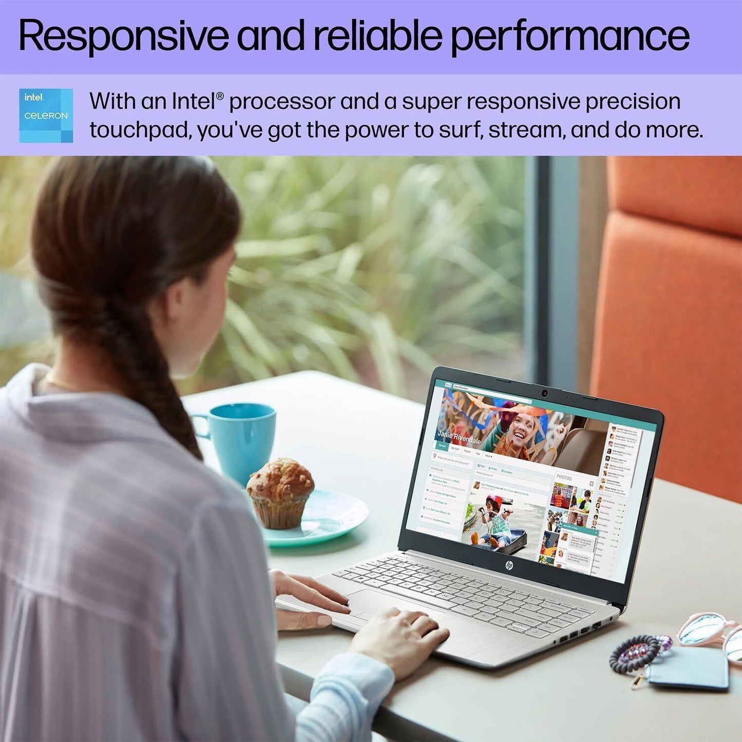 New HP Laptop 14" HD Intel Celeron N4120 4GB 64GB eMMC Webcam Office 365 Silver