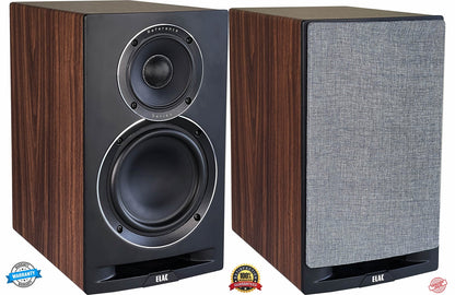 Elac 6-1/2? Uni-Fi Reference Bookshelf Speakers - Black w/Walnut (Pr)- UBR62-BK