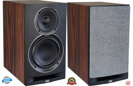 Elac 6-1/2? Uni-Fi Reference Bookshelf Speakers - Black w/Walnut (Pr)- UBR62-BK