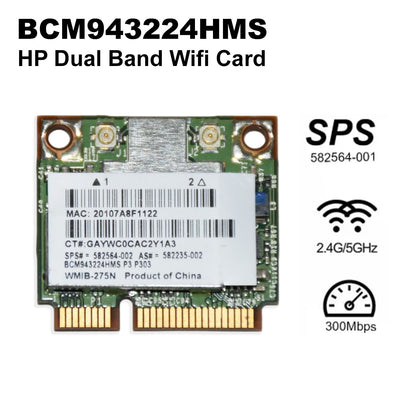 Lot x 5 HP BCM943224HMS Dual Band Wireless Half Mini PCI-e Wifi Card 582236-002