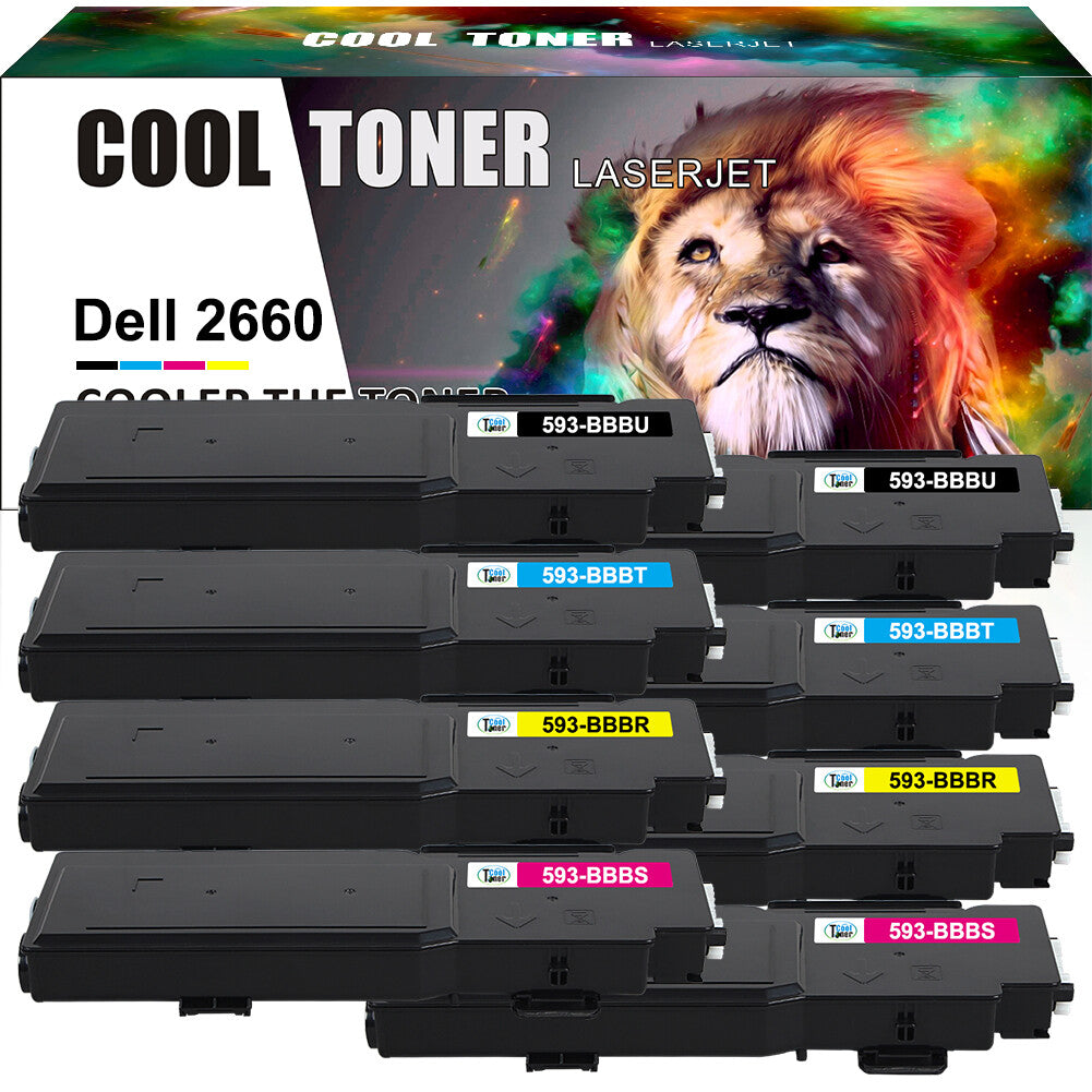 8PK BLACK Cyan Magenta Yellow Toner Set fit for Dell C2660dn C2665dnf Cartridges