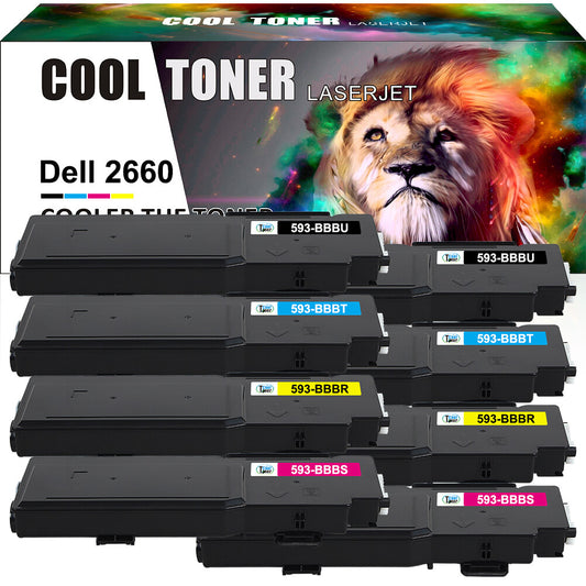 8PK BLACK Cyan Magenta Yellow Toner Set fit for Dell C2660dn C2665dnf Cartridges