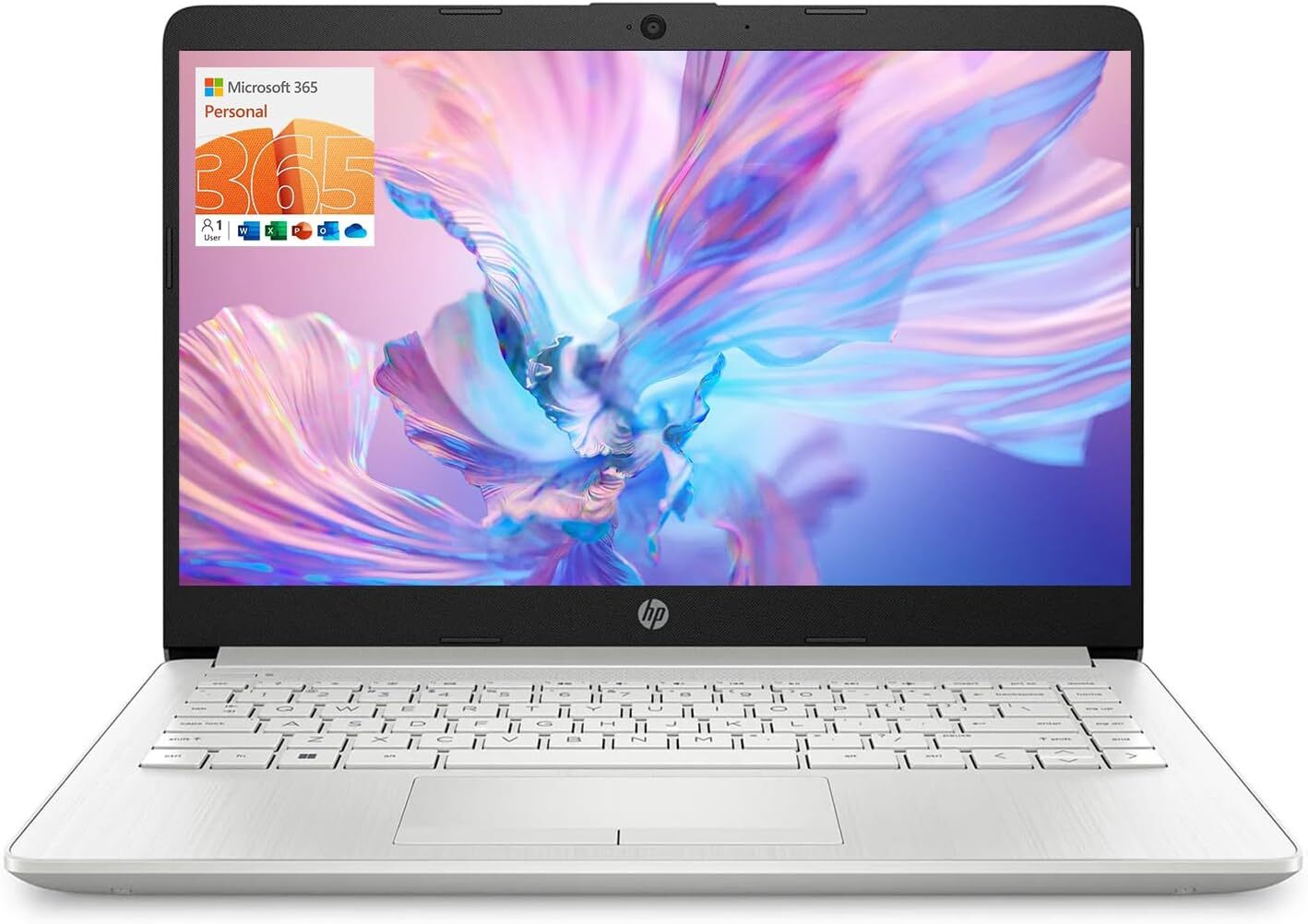 New HP Laptop 14" HD Intel Celeron N4120 16GB 64GB eMMC Webcam Office 365 Silver