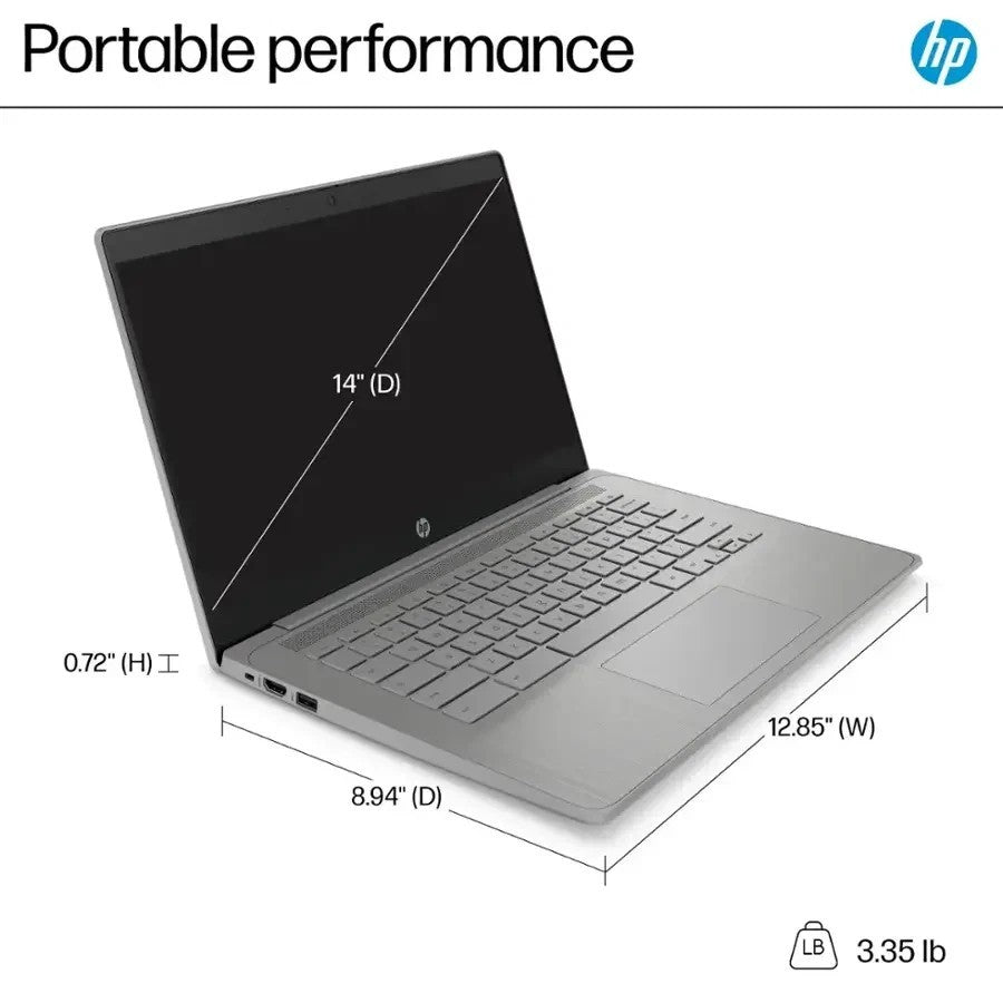 New HP Chromebook 14" HD Quad-Core Celeron N4500 4GB 64GB eMMC Webcam Chrome OS