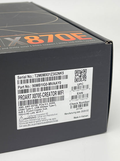 ASUS ProArt X870E-CREATOR WIFI Socket AM5 DDR5 ATX Motherboard