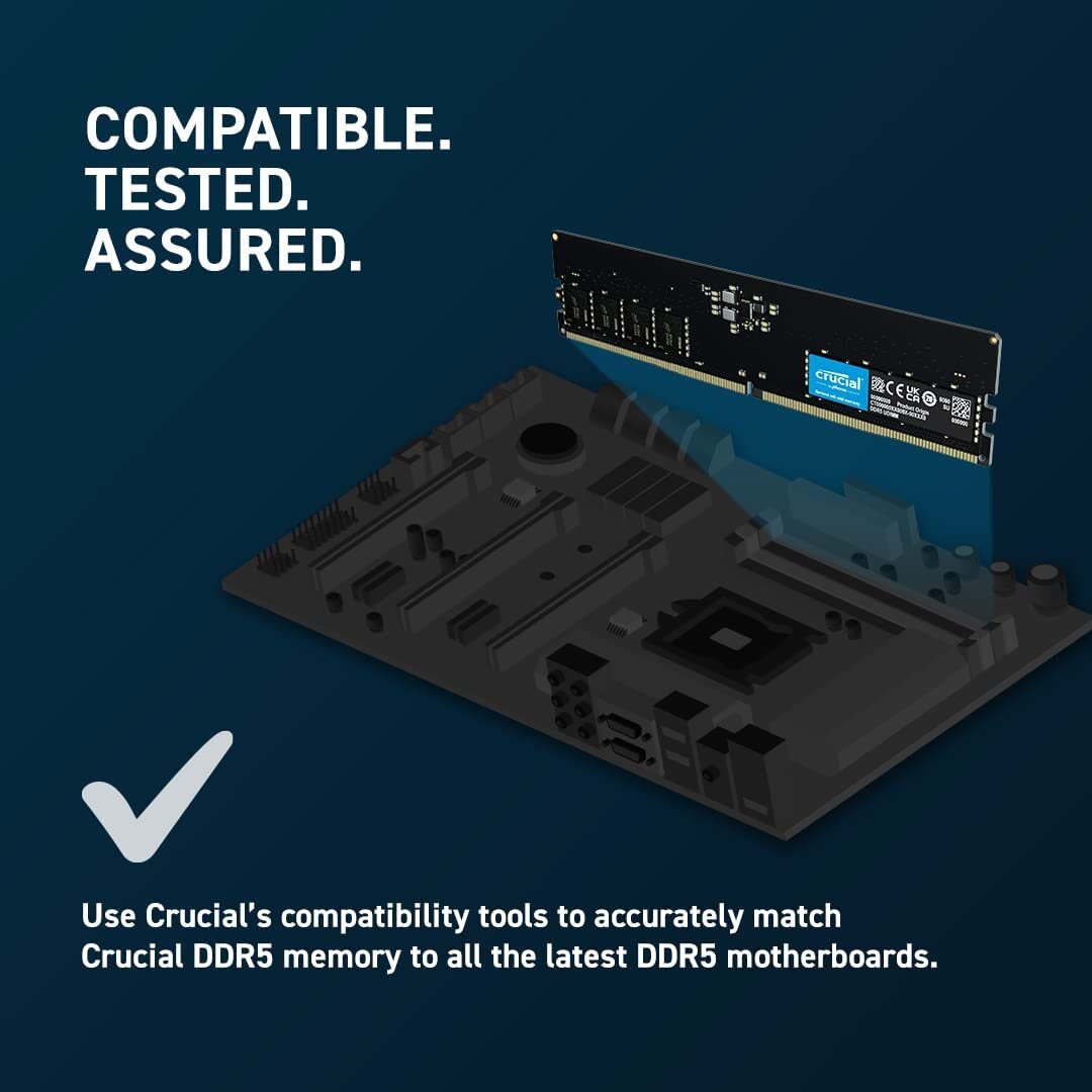 Crucial 64GB 2 x 32GB DDR5 4800MHz PC5-38400 Desktop RAM 288-Pin Memory UDIMM