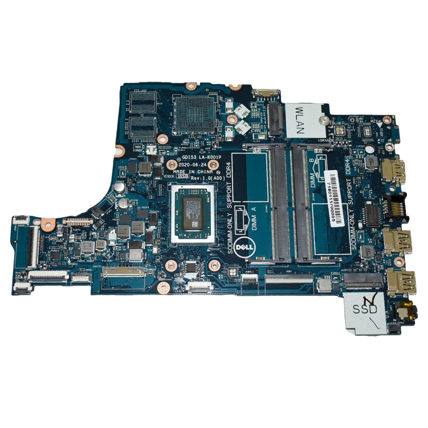 Dell Inspiron 15 3505 Motherboard AMD R5-3500U 2.1 GHz DDR4 LA-K001P GWD64 GD153
