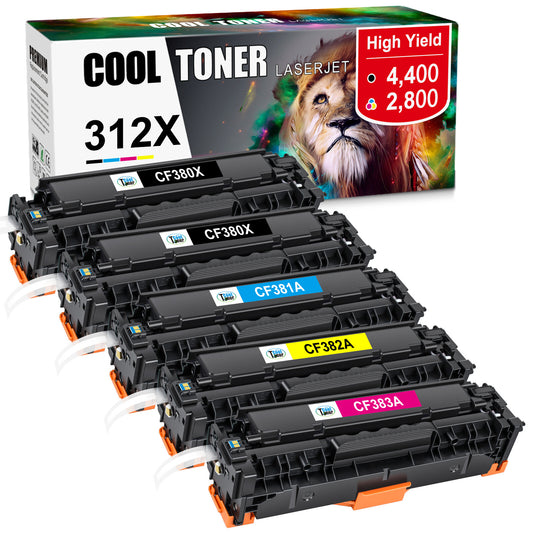 5Pack CF380A - CF383A Toner Compatible With HP 312A Laserjet MFP M476dn M476nw