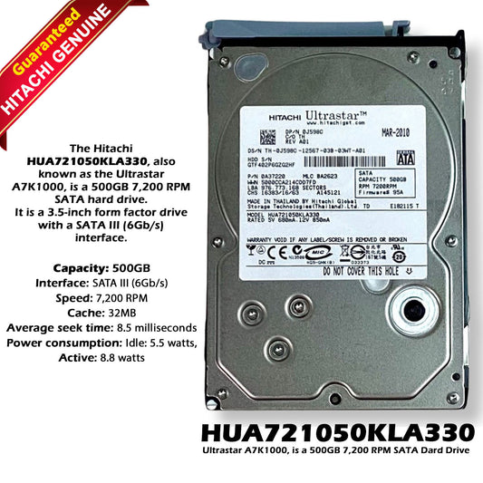 HITACHI 500GB 7200RPM SATA 3.0 Gbps 3.5 32MB Cache Ultrastar Hard Drive J598C