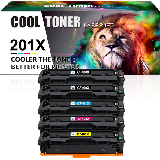 5 Pack CF400X 201X Toner Compatible with HP Color LaserJet Pro MFP M277dw M277c6