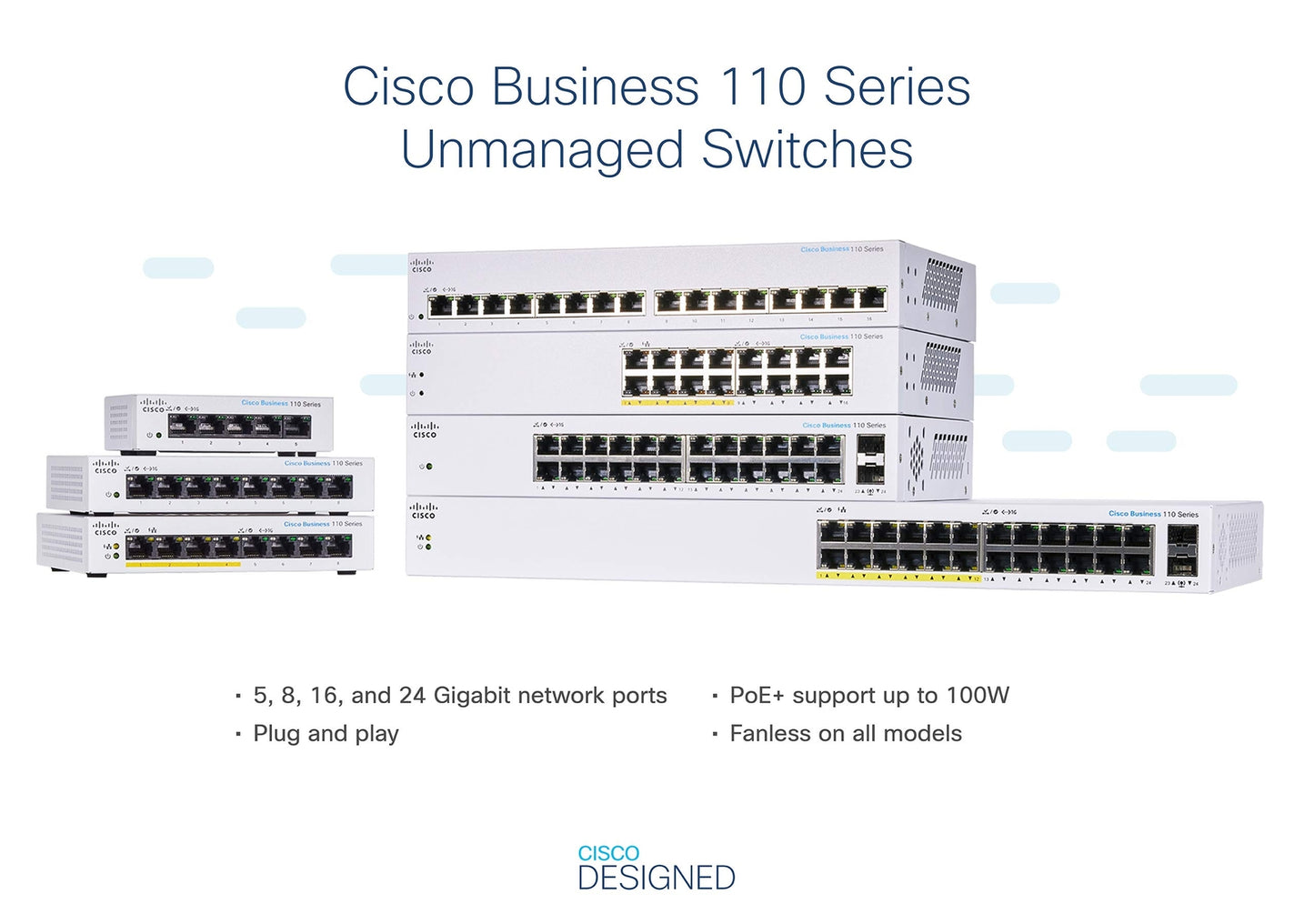 Cisco Systems, Inc. CBS110-16PP-NA SWITCH CISCO CBS110-16PP-NA R Network Commerc