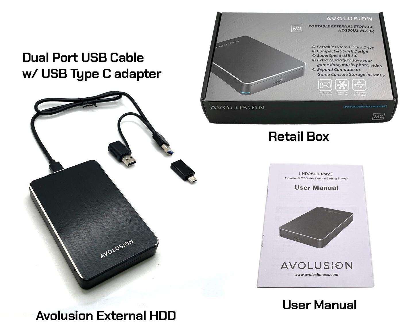 Avolusion M2 Series 1TB USB 3.0 External Portable Hard Drive (For Xbox One X, S)