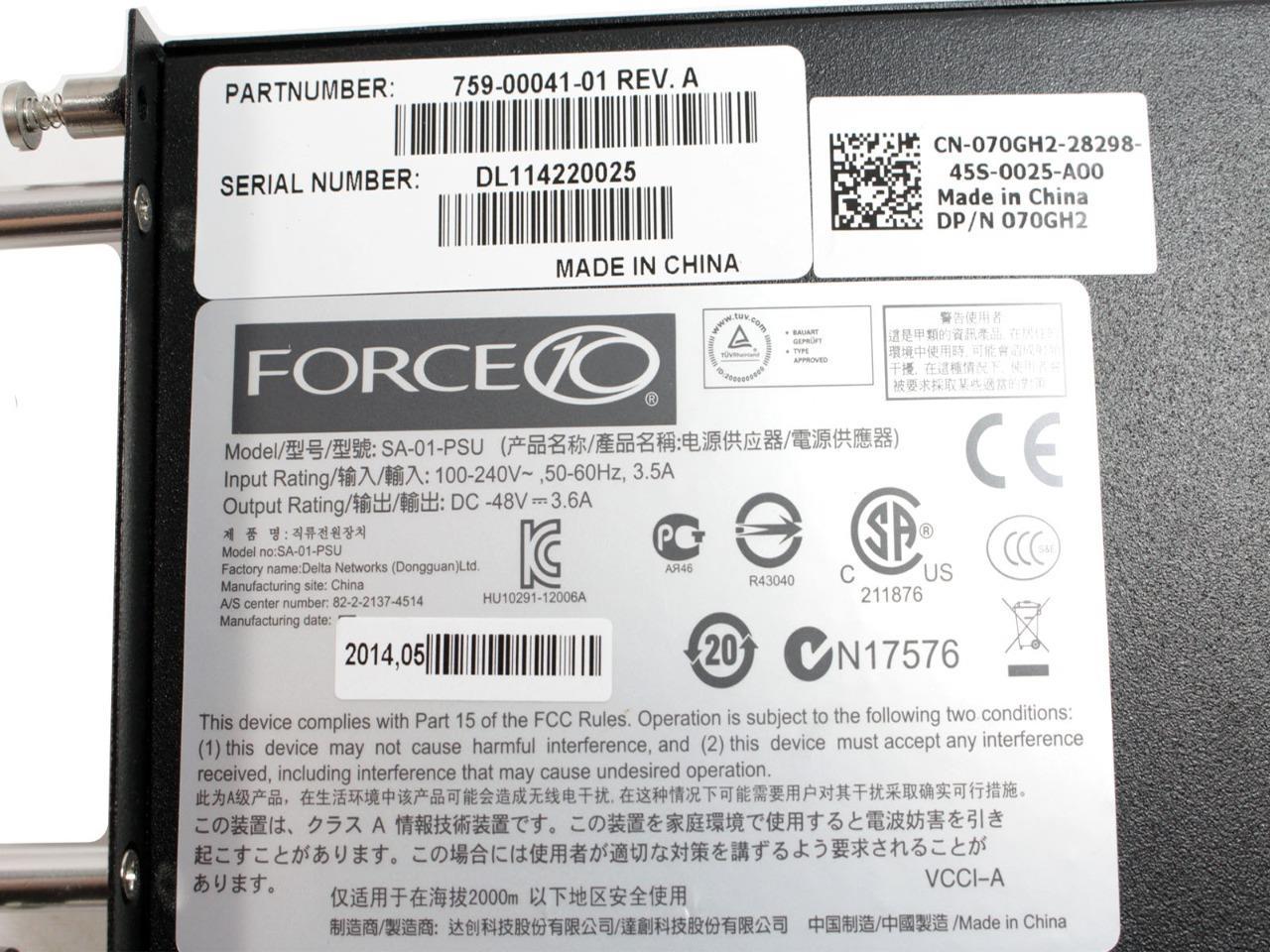New Dell Force10 SA-01-PSU DC 48V 3.6A Power Supply 759-00041-01 70GH2 070GH2