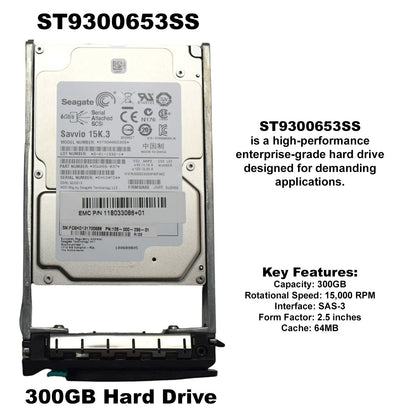 Seagate Savvio 15K.3 ST9300653SS 300GB 15000 RPM 64MB Cache SAS 6Gb/s 2.5" HDD (NOT FOR HOME PC)