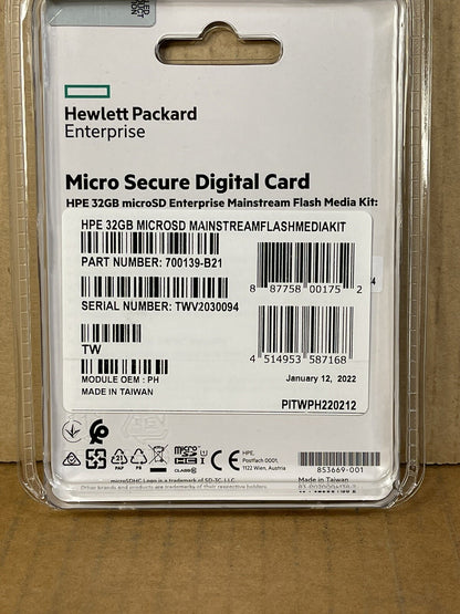 HPE 32GB MicroSD Enterprise Mainstream Flash Media Kit Card Servers 700139-B21
