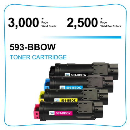 5PK Toner Compatible With Dell H625cdw H825cdw S2825cdn H625 H825 S2825 Printer