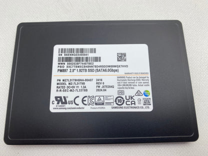 Samsung PM897 2.5" 1.92TB SATA III 6Gb/s 2.5" 7mm TLC SSD MZ7L31T9HBNA-00A07
