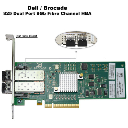 Dell Brocade 825 8Gb FC HBA Dual Port PCIe x8 SFP+ Host Bus Adapter 5GYTY