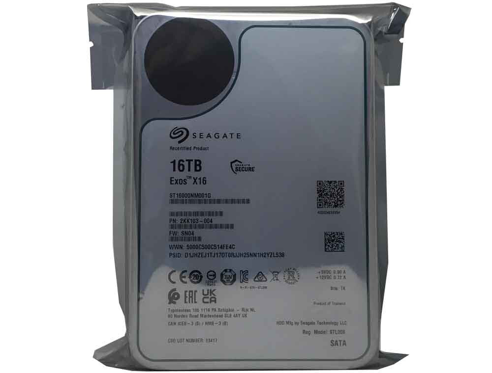 Seagate EXOS X16 16TB 256MB 7200rpm 3.5" SATA 6Gb/s Enterprise HDD ST16000NM001G