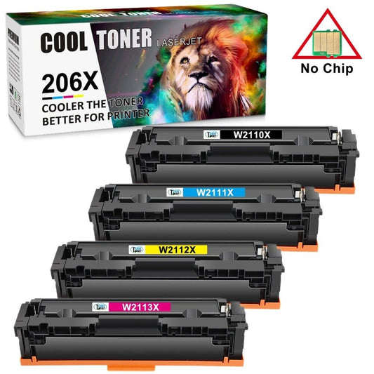4x W2110X Toner Compatible For HP 206X LaserJet M283fdw M283cdw M282nw No Chip