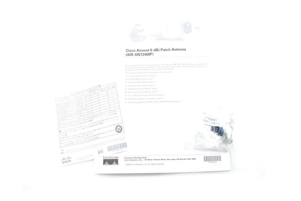 Lot x 10 OEM Cisco AIR-ANT2460P-R 6 DBI Patch Antenna W/Cable 6 DBI Patch PR-TNC