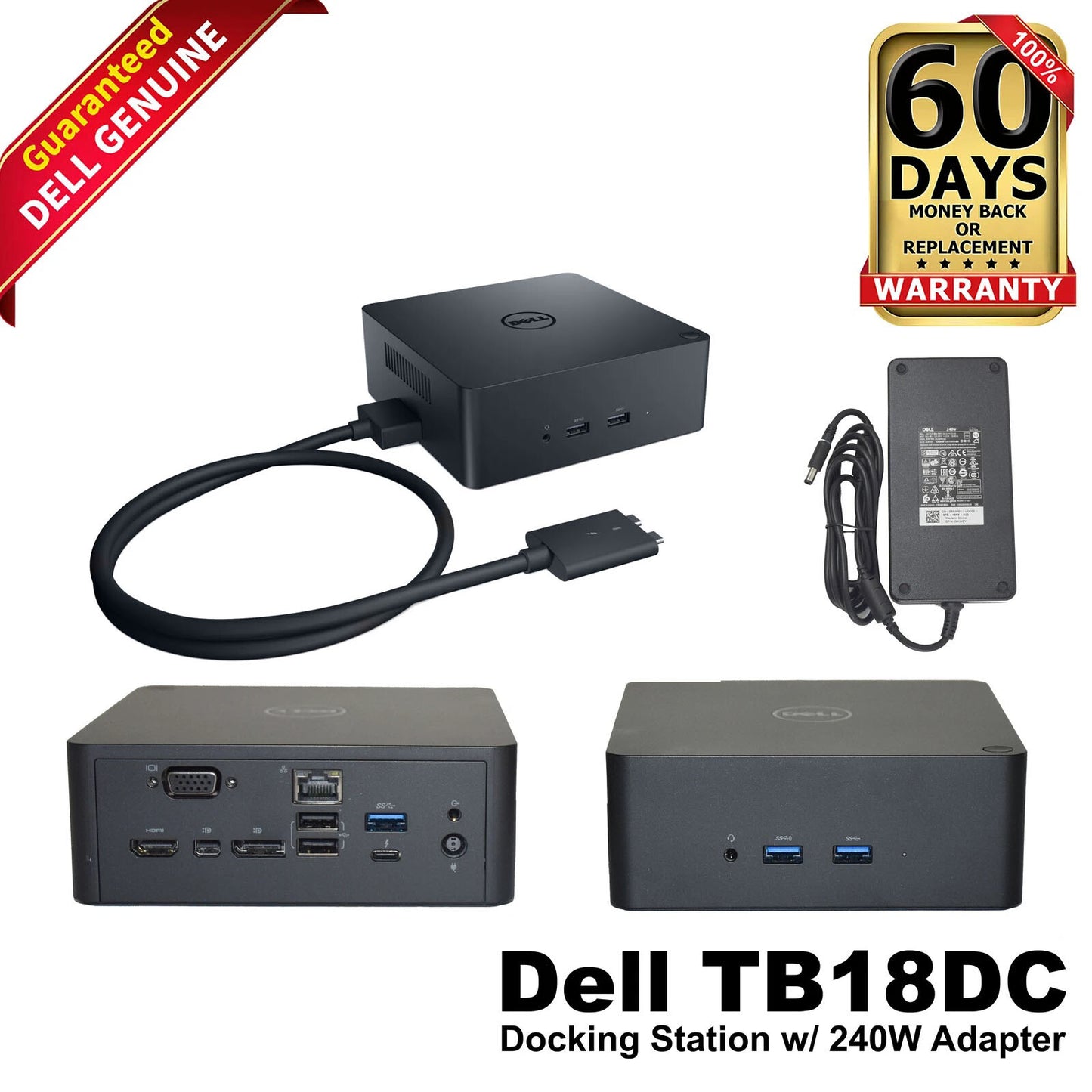 Dell Precision USB-C Thunderbolt Docking Station W/ 240W AC Adapter K16A TB18DC
