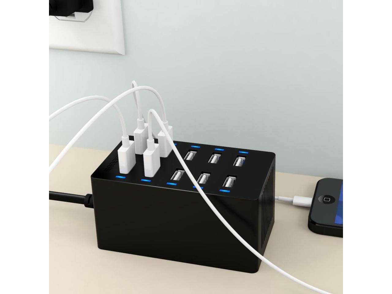 Sabrent 60 Watt (12 Amp) 10-Port [UL Certified] Family-Sized Desktop USB Rapid C