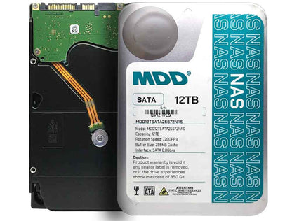 MDD 12TB 7200RPM 256MB Cache SATA 6.0Gb/s 3.5in Internal NAS Hard Drive - 3 YEAR