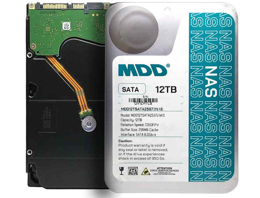 MDD 12TB 7200RPM 256MB Cache SATA 6.0Gb/s 3.5in Internal NAS Hard Drive - 3 YEAR