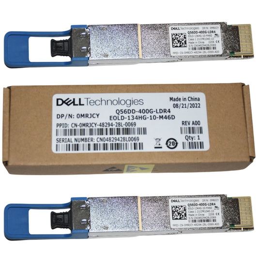 Lot of 2 Dell Q56DD-400G-LDR4 400G QSFP-DD 1310nm 10km MPO SMF Transceiver MRJCY