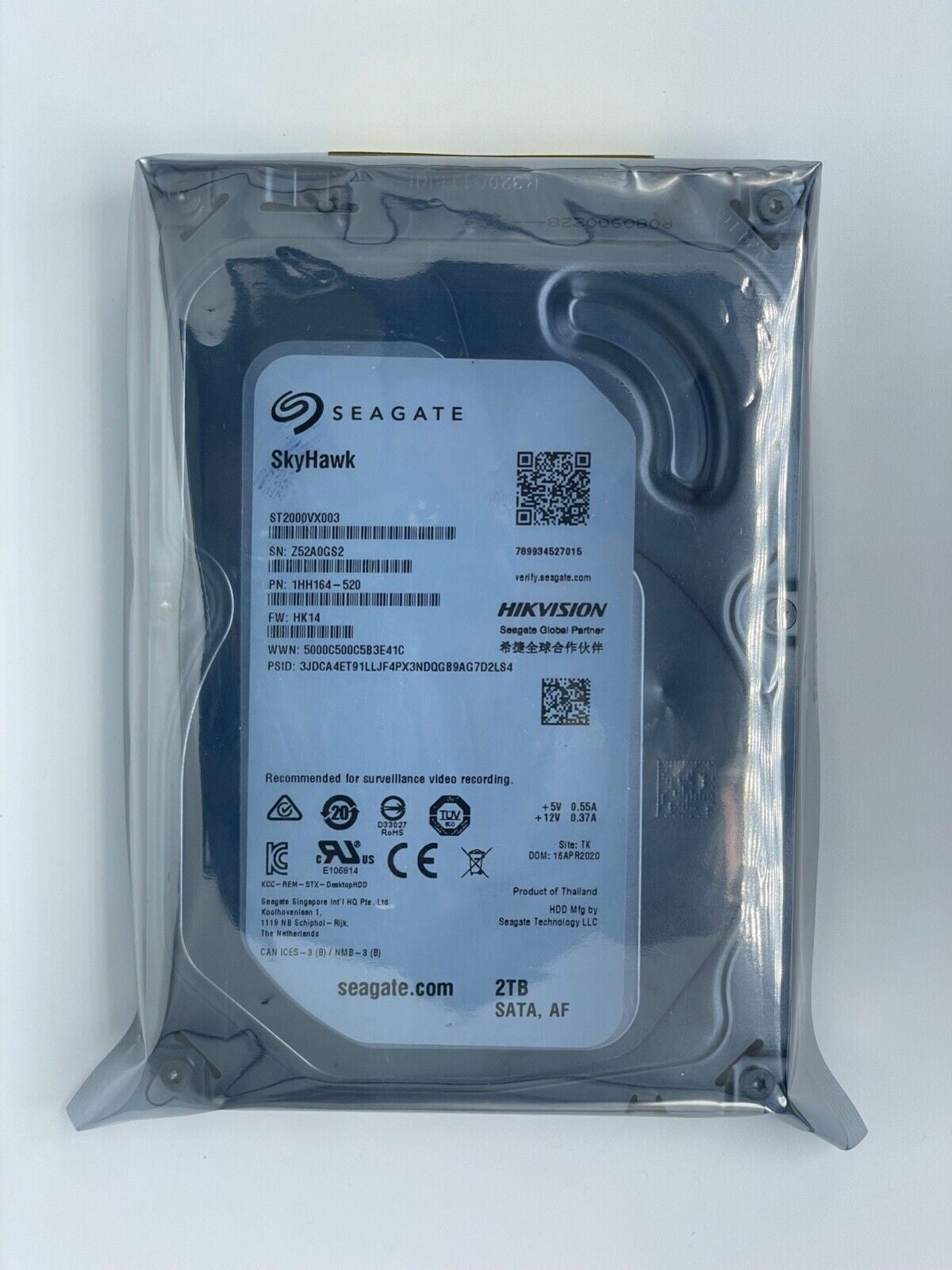 Seagate SkyHawk ST2000VX003 2TB 3.5" SATA 5900RPM Video Recording Internal HDD