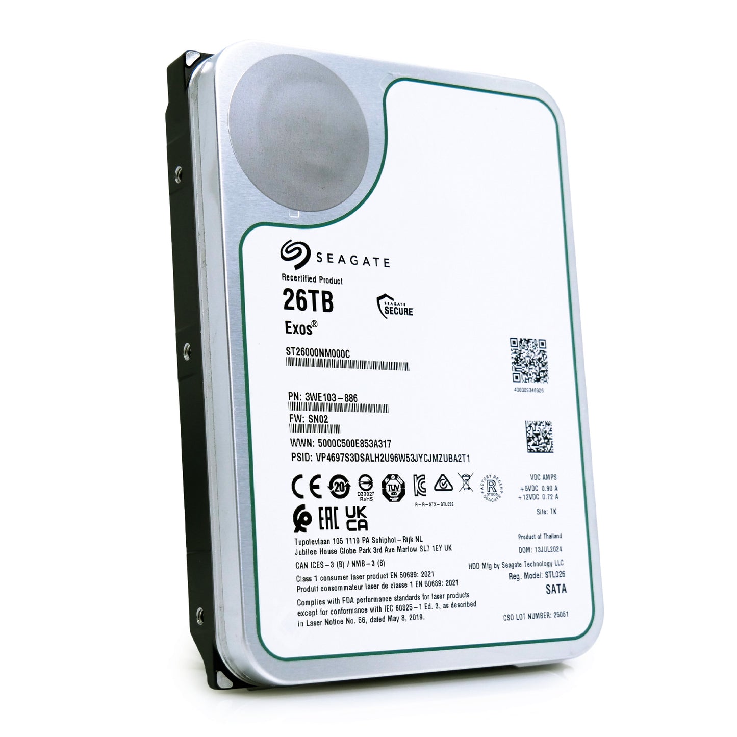 Seagate Exos 26TB 7.2K RPM SATA 6GB/s 3.5" Enterprise HDD - ST26000NM000C