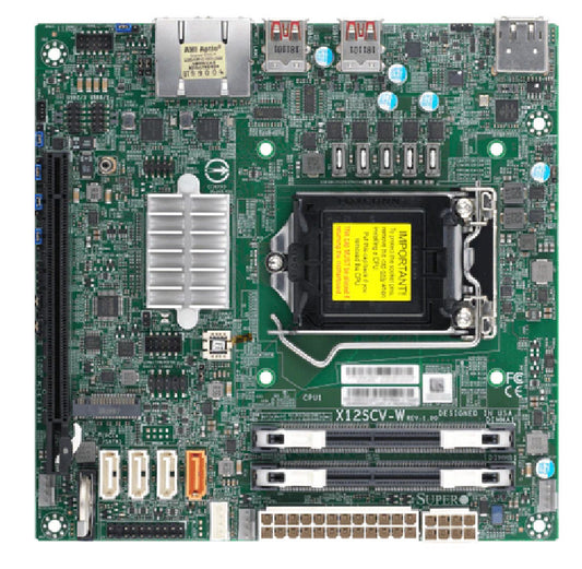 SuperMicro X12SCV-W Motherboard - Mini ITX, Comet Lake PCHW480E,LGA1200,PCI-eX16