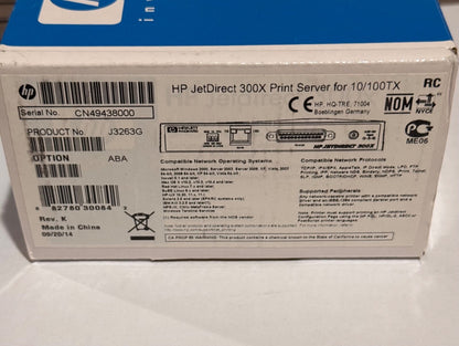 New HP Jetdirect 300x External Print Server for 10/100TX J3263G