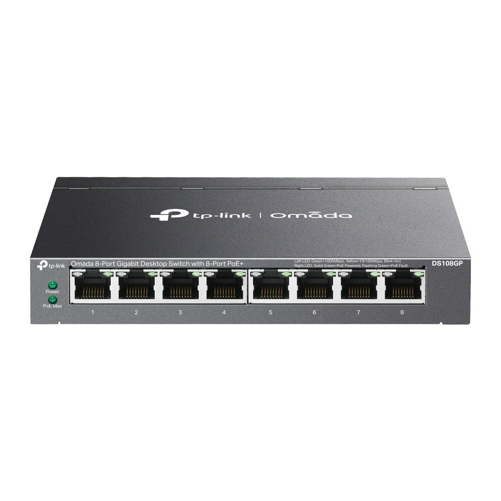 TP-Link DS108GP | Omada 8-Port 1000Mbps Gigabit Unmanaged Switch | 8* PoE+ Port