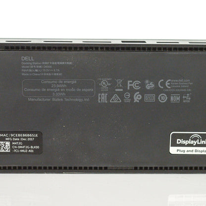 Dell D6000 Universal USB-C 4K Docking Station 452-BCYT M4TJG PN3KT M4R9V w/ AC
