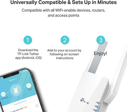 TP-Link AX1800 WiFi 6 Range Extender(RE605X)-Covers up to 1500 sqft