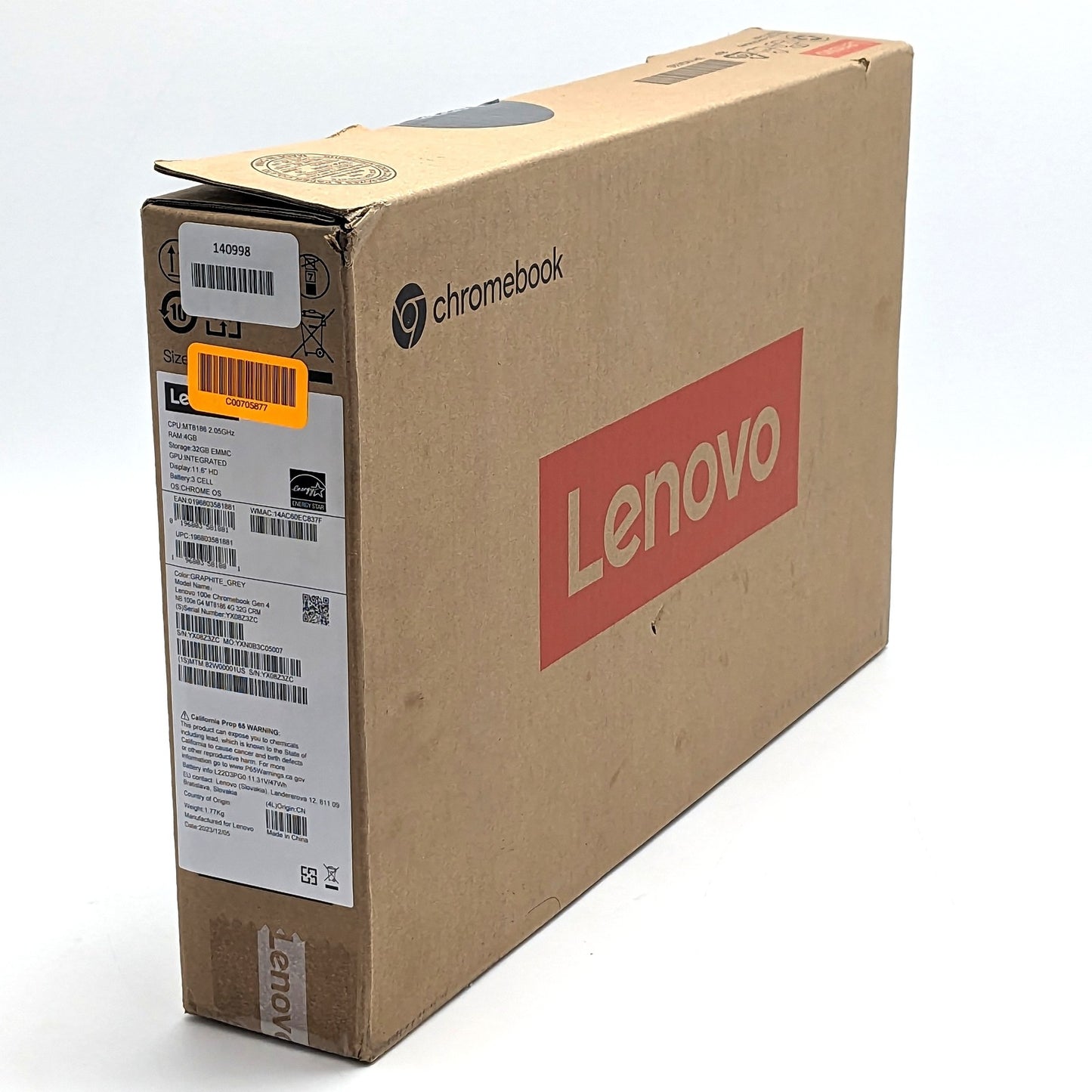 Lenovo 100e Chromebook Gen 4 11.6" MediaTek MT8186 4GB DDR4 32GB eMMC Chrome OS