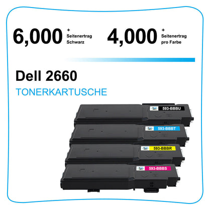 5 Pack Black Color Toner Set Compatible for Dell C2660dn C2665dnf HY Cartridges