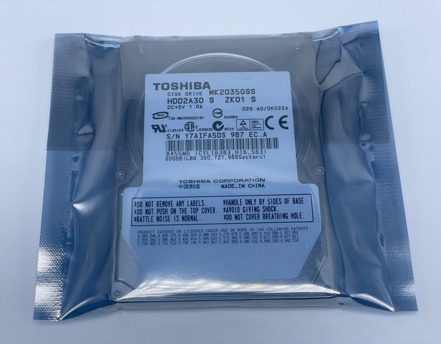Toshiba MK2035GSS SATA 200GB HDD2A30 4200 RPM 2.5 in 8GB Cache Notebook HDD
