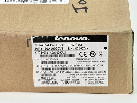 Lenovo ThinkPad Pro Dock 90W 40A1 USB 3.0 40A10090US with Key & Adapter