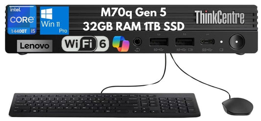 Lenovo ThinkCentre M70q Gen 5 Tiny i5-14400T 32GB 1TB SSD Wi-Fi