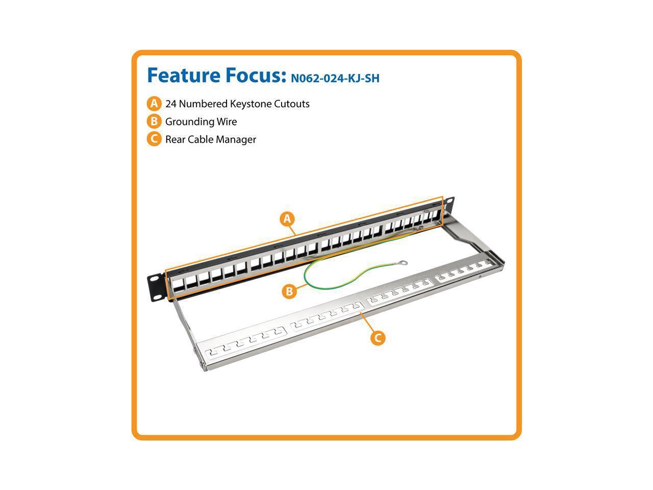 TRIPP LITE N062-024-KJ-SH 1U Rack-Mount Shielded Blank Keystone/Multimedia Patch