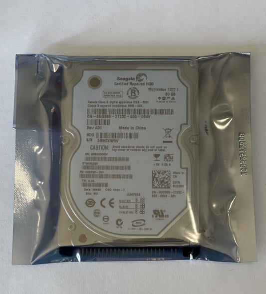 SEAGATE ST980825A MOMENTUS 9S3733-031 0UG989 80GB 7200RPM 2.5 in Hard Disk Drive