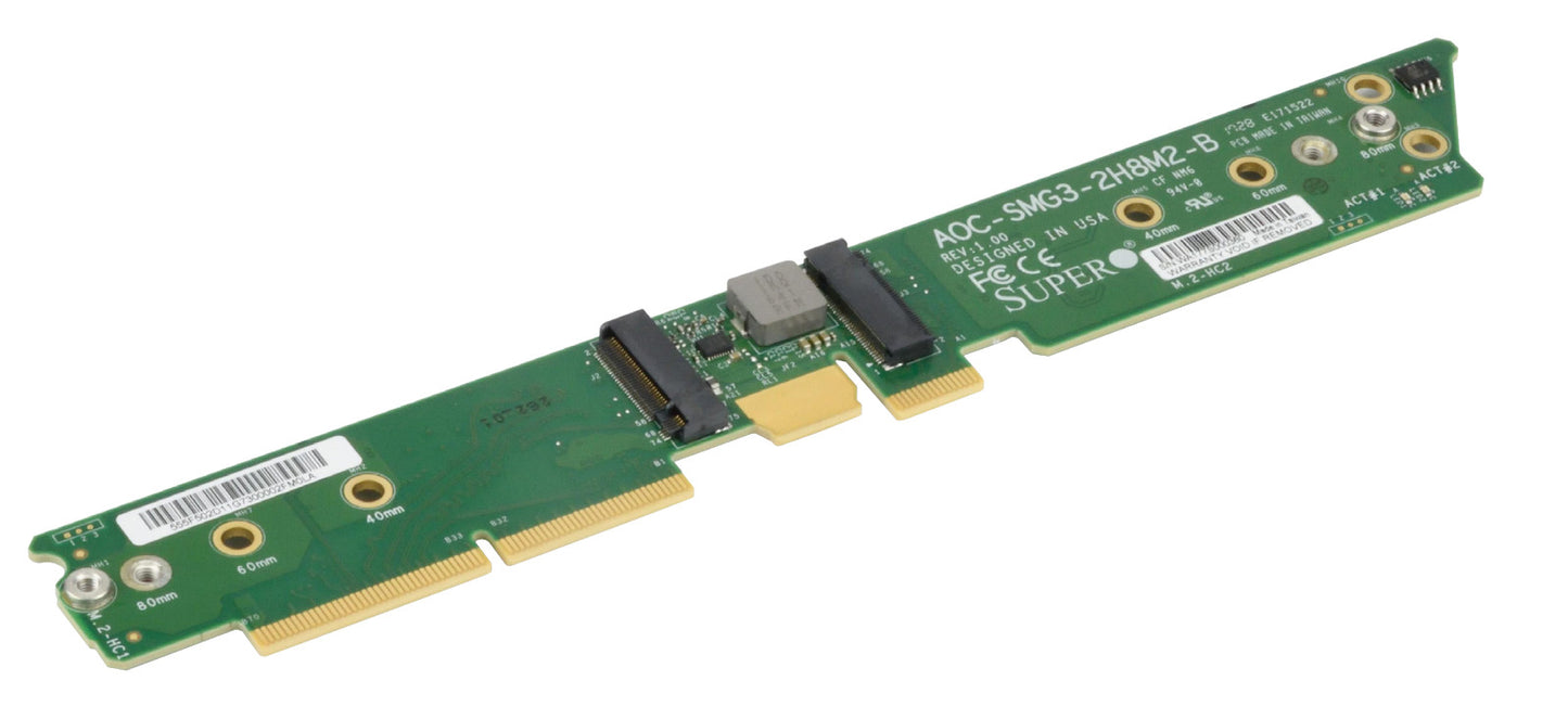Supermicro AOC-SMG3-2H8M2-B 2x Hybrid NVMe/SATA M.2 Carrier for Big Twin