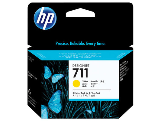 HP 711 3-pack 29-ml Yellow DesignJet Ink Cartridges, CZ136A