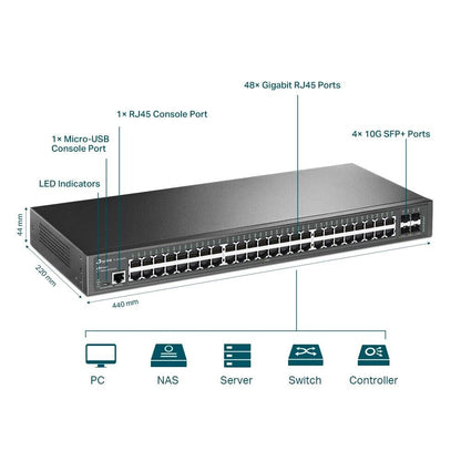 TP-Link TL-SG3452X | 48-Port 1000Mbps Gigabit L2+ Managed Switch | 4* 10GbE SFP+