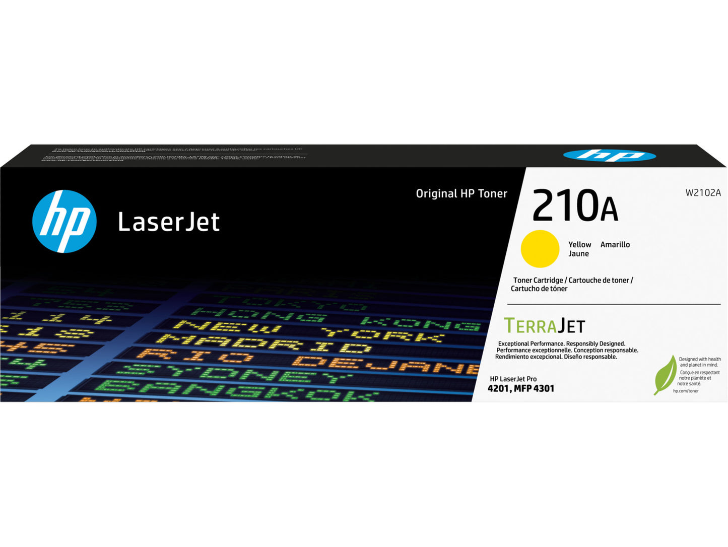 HP 210A Yellow Original LaserJet Toner Cartridge, ~1,800 pages, W2102A