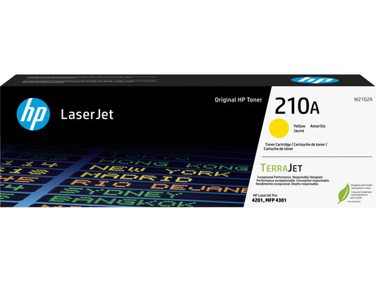 HP 210A Yellow Original LaserJet Toner Cartridge, ~1,800 pages, W2102A