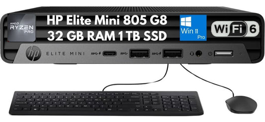 New HP Elite Mini 805 G8 Desktop Ryzen 5 PRO 5650G 32GB 1TB PCIe SSD WiFi W11Pro
